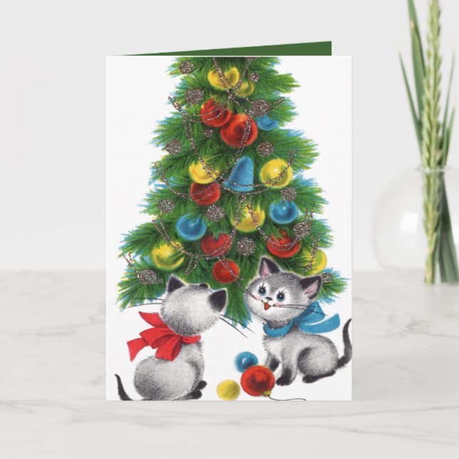 Tarjeta sentimiento de los amantes de la Navidad retro vin (Anverso)