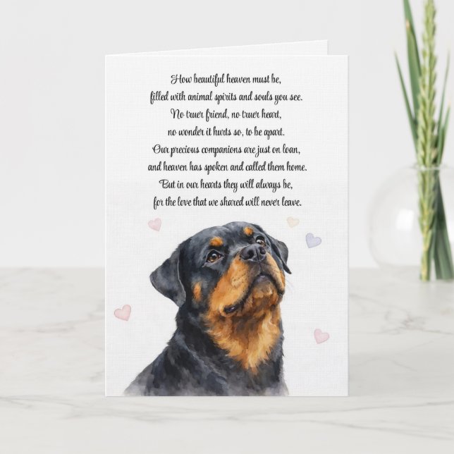 Tarjeta Sentimiento por Rottweiler Conmiseración (Anverso)