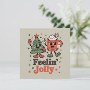 Tarjeta Sentimiento Retro de Navidad Alegre Fiesta Vintage