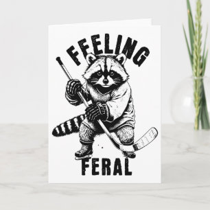 Tarjeta Sentirse Feral Divertido Mapache Feral Hockey