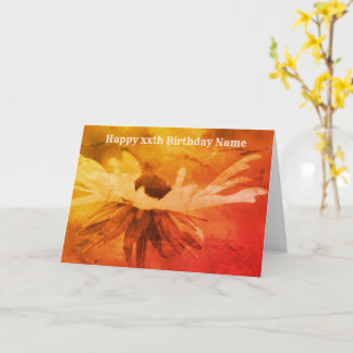 Tarjeta Sepia Black Eyed Susan Floral Art Birday