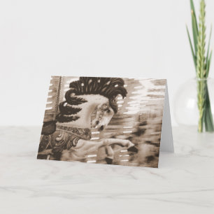 Tarjeta Sepia Merry Go Round Horse All Occasions