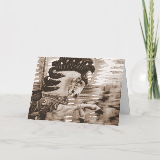 Tarjeta Sepia Merry Go Round Horse All Occasions  (Anverso)