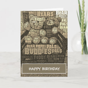 Tarjeta Sepia Teddy Bear Buddy Word Cloud Card