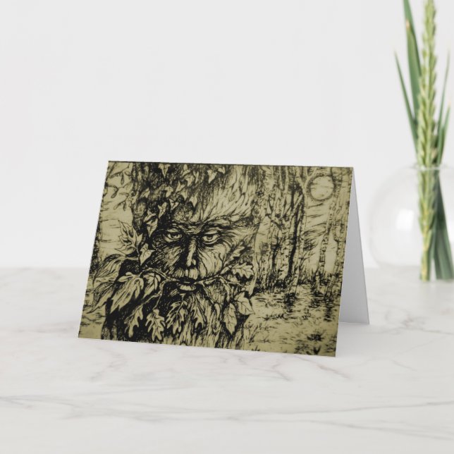 Tarjeta sepia verde para hombre (Anverso)