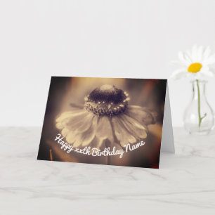 Tarjeta Sepia Zinnia Flower Personalizada Cumpleaños