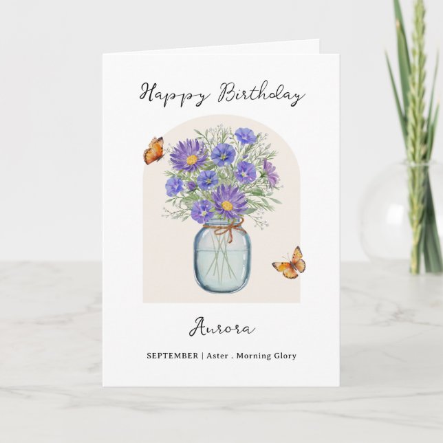 Tarjeta September Birth Month Flower Birthday (Anverso)