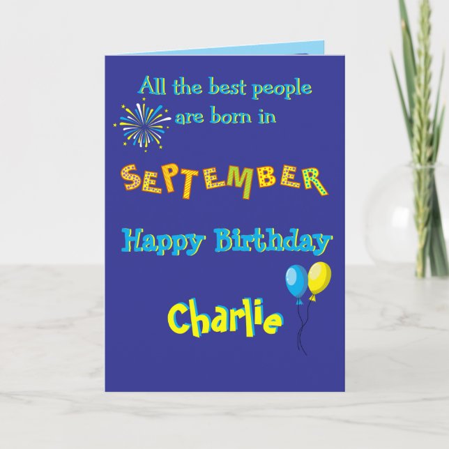 Tarjeta September Birthday Folded Greeting Card (Anverso)