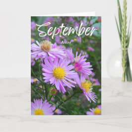 Tarjeta Septiembre Aster morado Aster cumpleaños mes cumpl