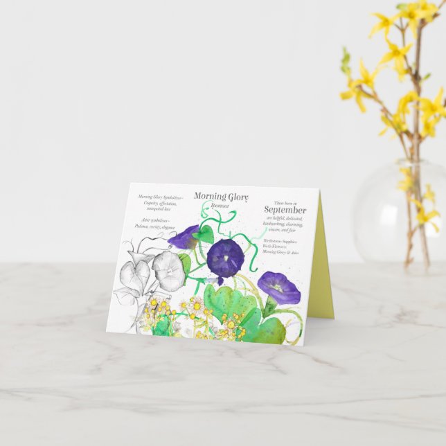 Tarjeta Septiembre Cumpleaños Mañana Gloria Aster Mes de N (flor amarilla)