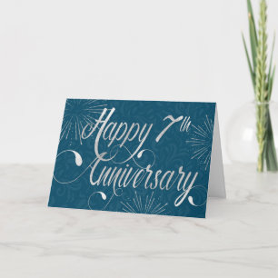 Tarjeta Séptimo Aniversario del Empleado - Texto Ritmo - A