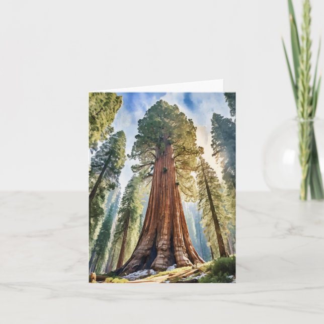Tarjeta Sequoia National Park California Watercolor (Anverso)