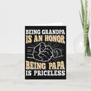 Tarjeta Ser abuelo es un honor ser papá no tiene precio 