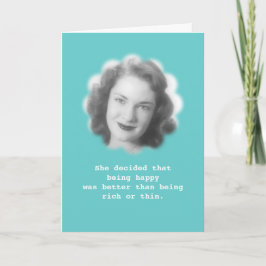 Tarjeta Ser feliz, foto divertida de moda