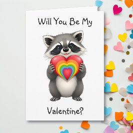 Tarjeta ¿Ser mi San Valentín? | Raccoon LGBTQ