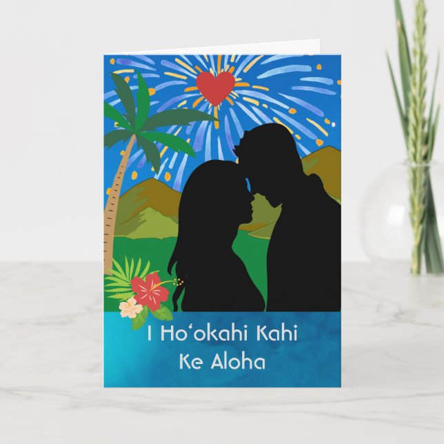 Tarjeta Ser uno de los enamorados hawaianos gracias al nov (Anverso)