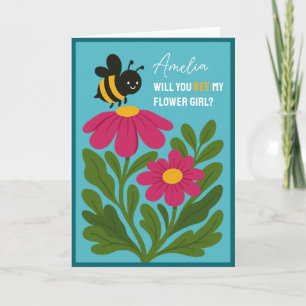 Tarjeta ¿Serás Mi Chica De Flor Cute Floral De Bumblebee