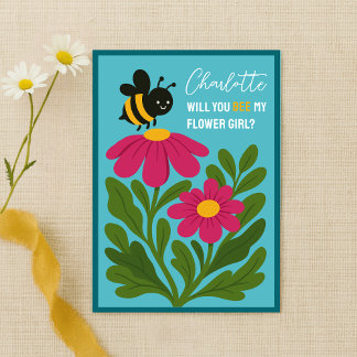 Tarjeta ¿Serás Mi Chica De Flor Cute Floral De Bumblebee