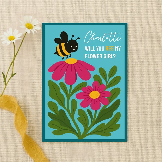Tarjeta ¿Serás Mi Chica De Flor Cute Floral De Bumblebee (Subido por el creador)
