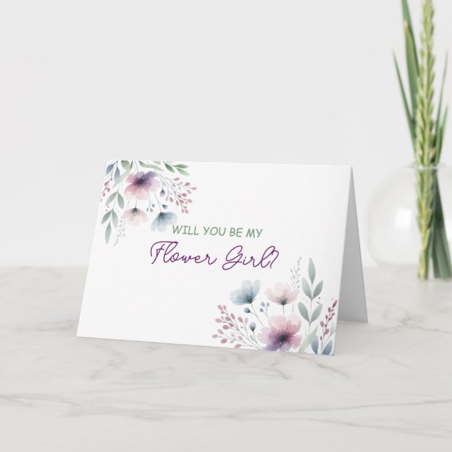 Tarjeta ¿Serás mi chica flor? | Boda floral (Anverso)