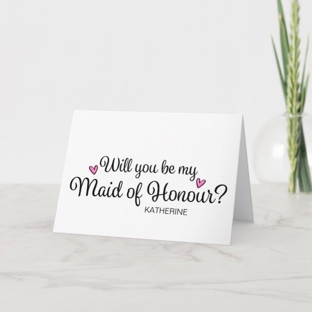 Tarjeta ¿Serás mi dama de honor? De novia que lo pide (Anverso)