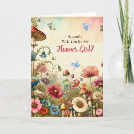 Tarjeta ¿Serás Mi Dama de las Flores Cottage Core Vintage?