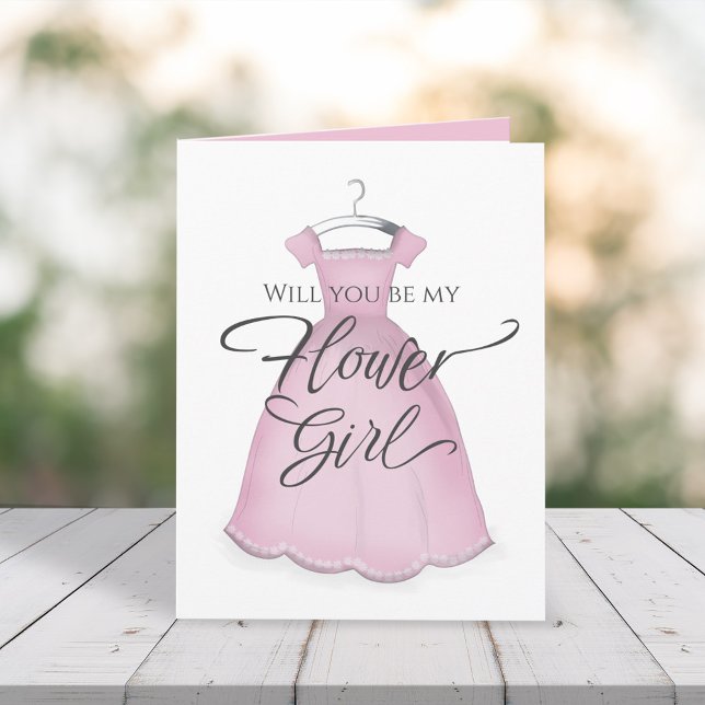 Tarjeta ¿Serás mi niña de las flores con vestido rosa de b (Subido por el creador)
