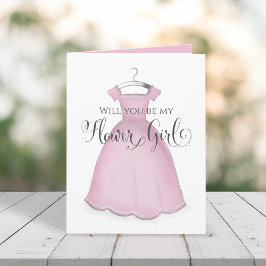 Tarjeta ¿Serás mi niña de las flores Vestido rosa boda Lin