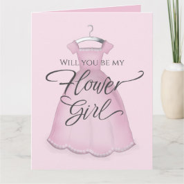 Tarjeta ¿Serás mi niña de las flores? Vestido rosa lindo p
