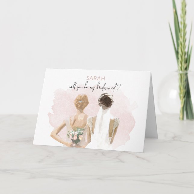 Tarjeta ¿Serás Mi Novia De Cabello Rojo Rosa (Anverso)