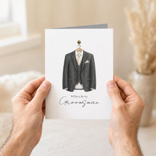 Tarjeta ¿Serás mi Padrino de Traje Elegante?