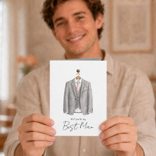 Tarjeta ¿Serás Mi Padrino Traje de Caballero