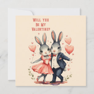Tarjeta Serás Mi Pareja De Conejo De San Valentín