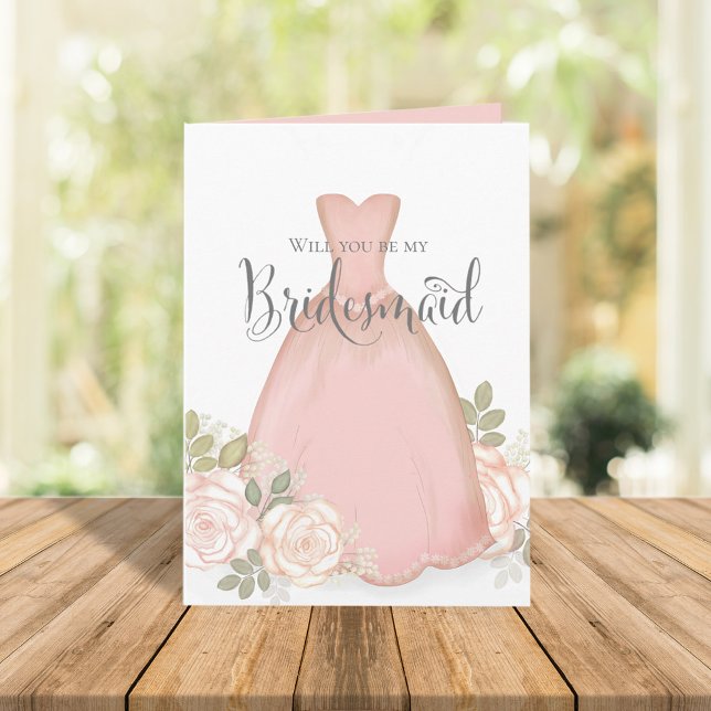 Tarjeta ¿Serás mi Personalizado floral Rubor de Bridesmaid (Subido por el creador)