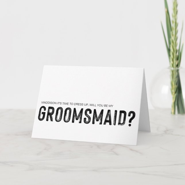 Tarjeta ¿Serás mi petición de fiesta nupcial de Groomsmaid (Anverso)