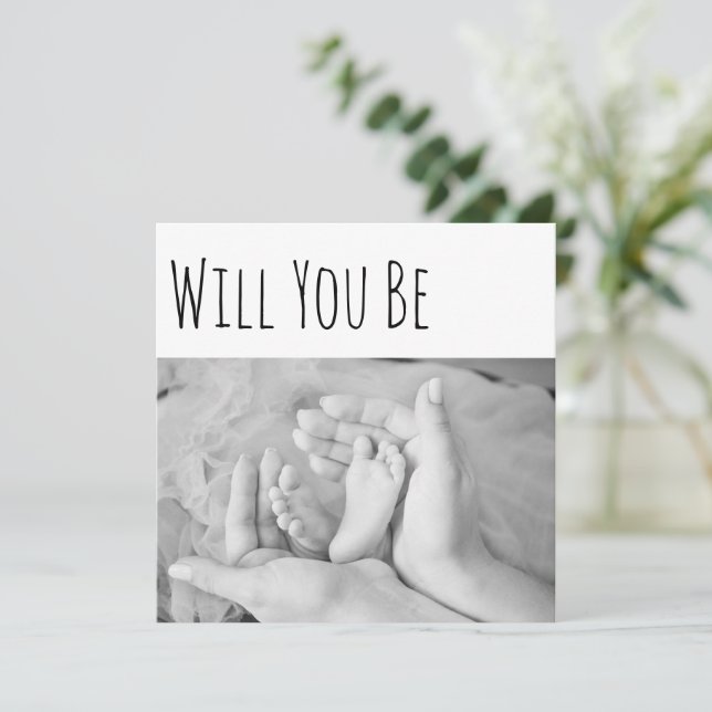 Tarjeta ¿Serás mi Pies de Bebé y Manos de Mamá? (Anverso de pie)