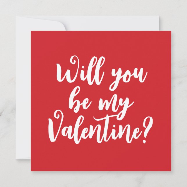 Tarjeta ¿Serás mi San Valentín? rojo moderno script person (Anverso)