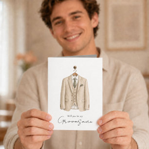 Tarjeta ¿Serás mi traje de caballero de padrino?