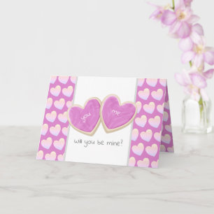 Tarjeta ¿serás mía galletas recortadas día de san valentín