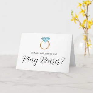 Tarjeta ¿Serás Nuestro Portador de Anillo Diamante Azul