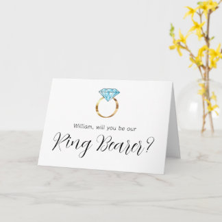 Tarjeta ¿Serás Nuestro Portador de Anillo Diamante Azul