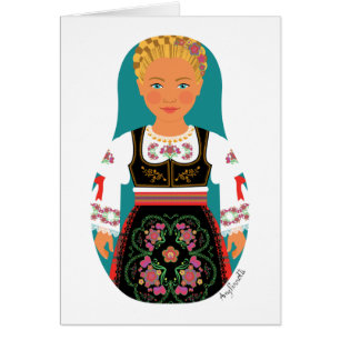 Tarjeta Serbio Blonde Matryoshka