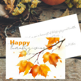 Tarjeta Serenas hojas de arce de otoño Feliz Día de Acción