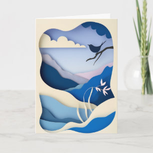 Tarjeta Serenata de Pájaro de Papel Estratificado