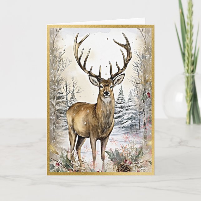 Tarjeta Serene Woodland Elk Elegance (Anverso)