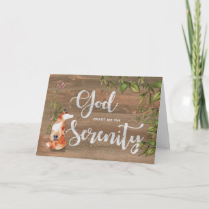 Tarjeta Serenity 12 Step Recovery With Fox on Wood
