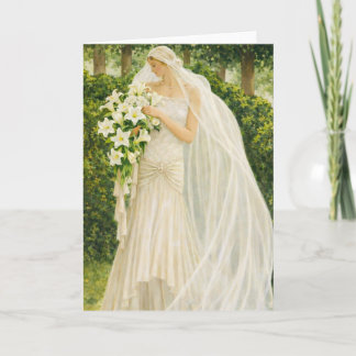 Tarjeta Serenity in Ivory: A Bride in a Garden Reverie