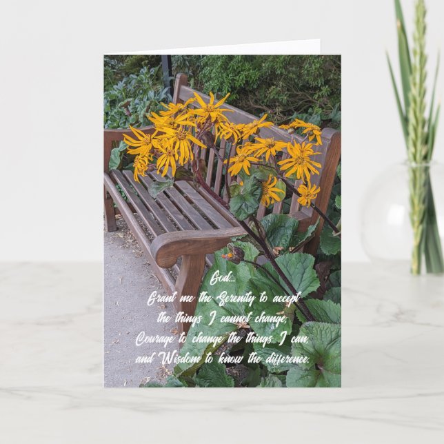 Tarjeta Serenity Prayer Garden Bench Floral (Anverso)