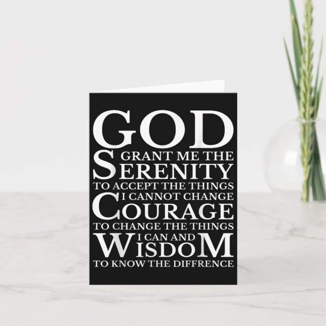 Tarjeta Serenity Prayer Na Aa Sober Recovery  (Anverso)