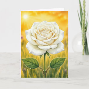 Tarjeta Serie de Pétalo Radiante – rosa blanca